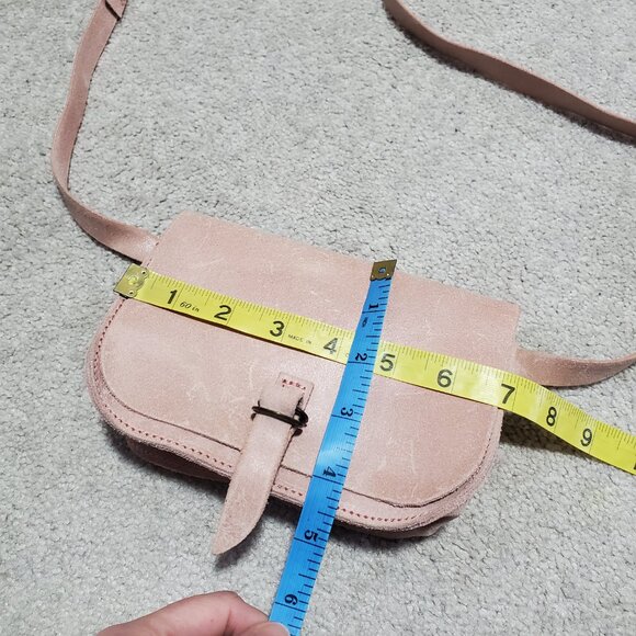 GARUGLIERI Italian Leather Belt Bag Waist Fanny Pack Purse Pastel Pink 7" x 4.5" - Picture 13 of 14